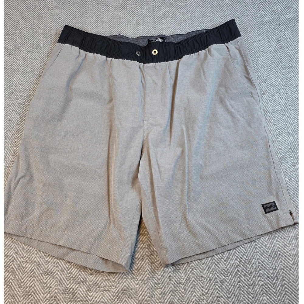 Billabong Recycler Board Shorts Mens Medium Gray Black Elastic Waist Swim Trunks